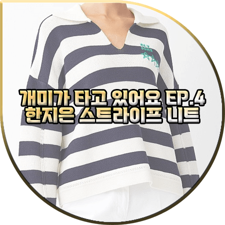 개미가 타고 있어요 4회 한지은 스트라이프 니트 :: 스타 자수 V넥 카라 니트 : 유미서 패션