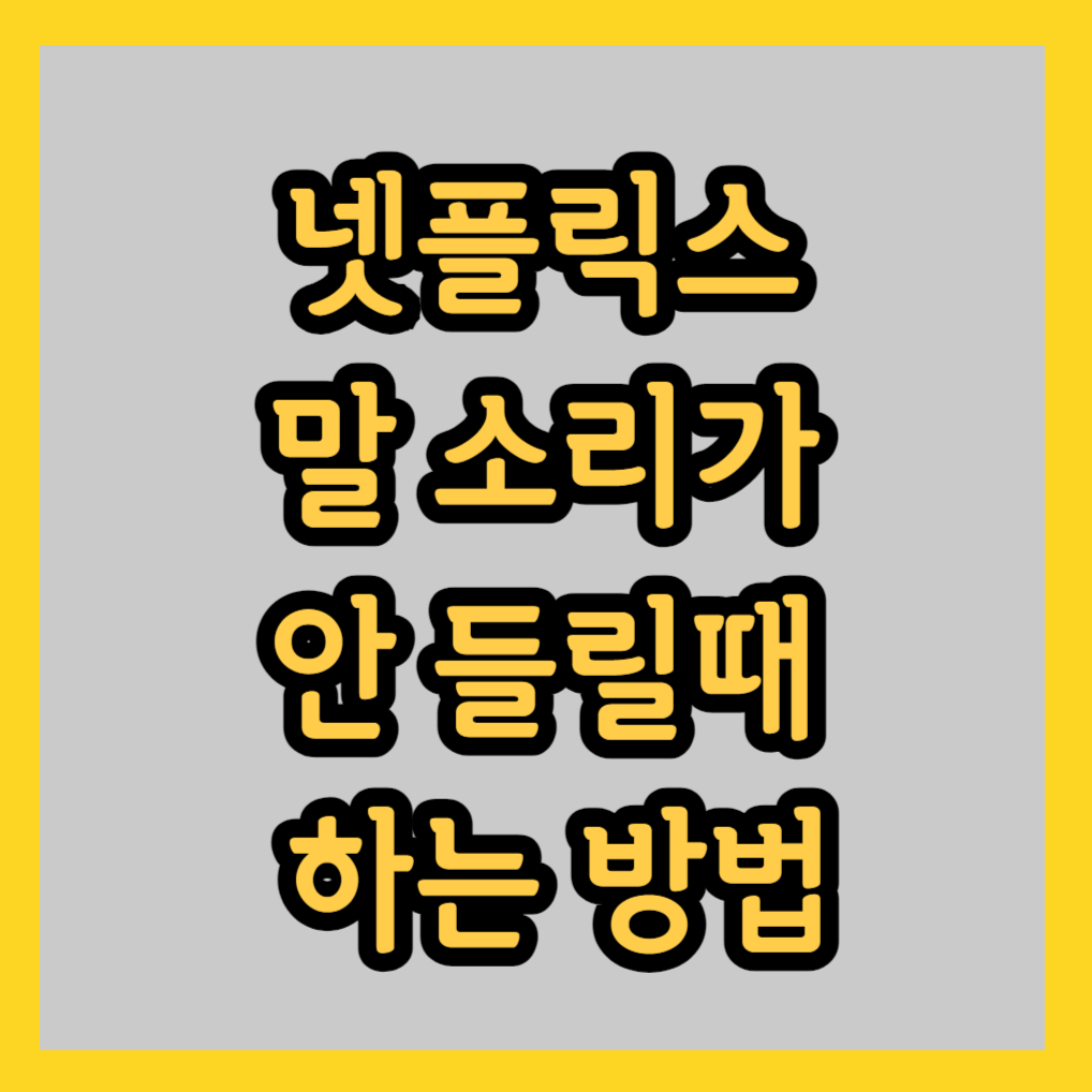 넷플릭스 말 소리가 안 들릴때 들리게 하는 방법