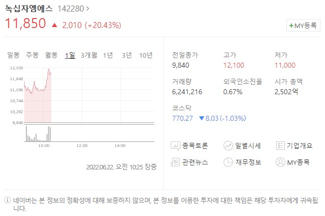 녹십자엠에스-주가