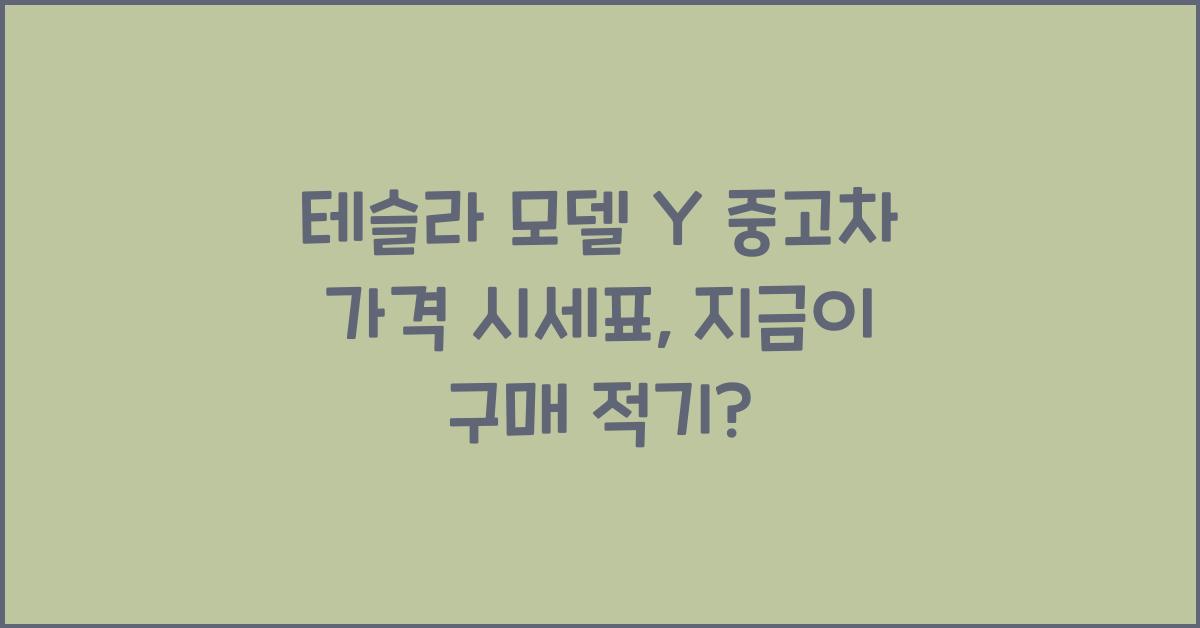 테슬라 모델 Y 중고차 가격 시세표