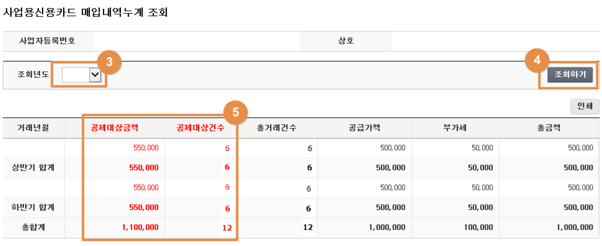 신용카드매출전표 등 수령명세서 작성-사업용 신용카드