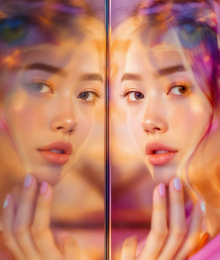 좌우 반전된 여성 모습 예시 사진