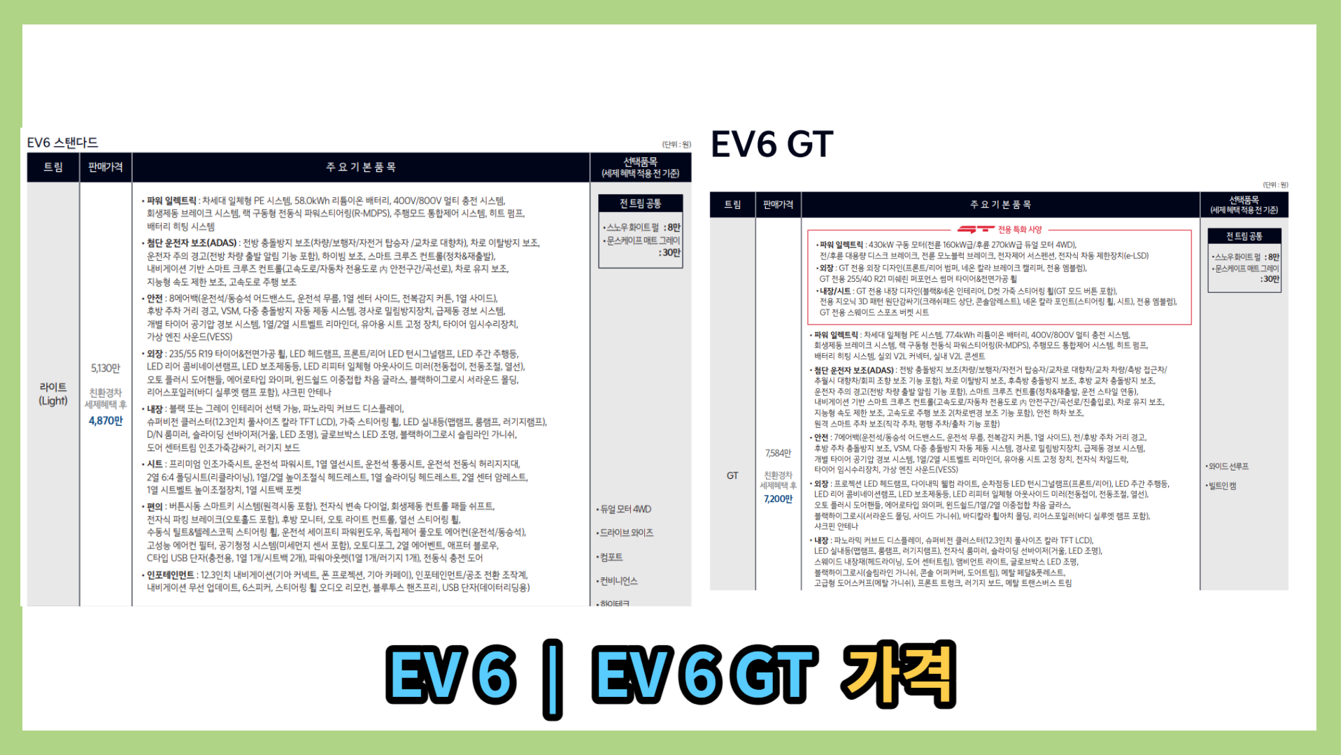 EV 6&#44; EV 6 GT 가격