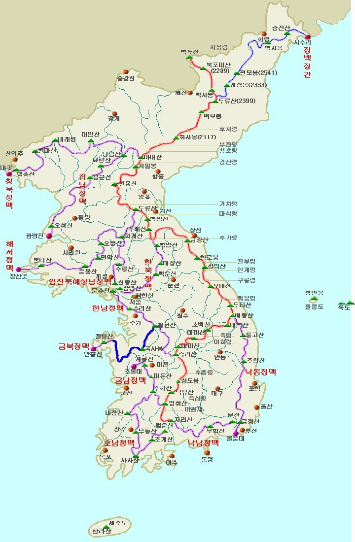 백두대간 전체 지도