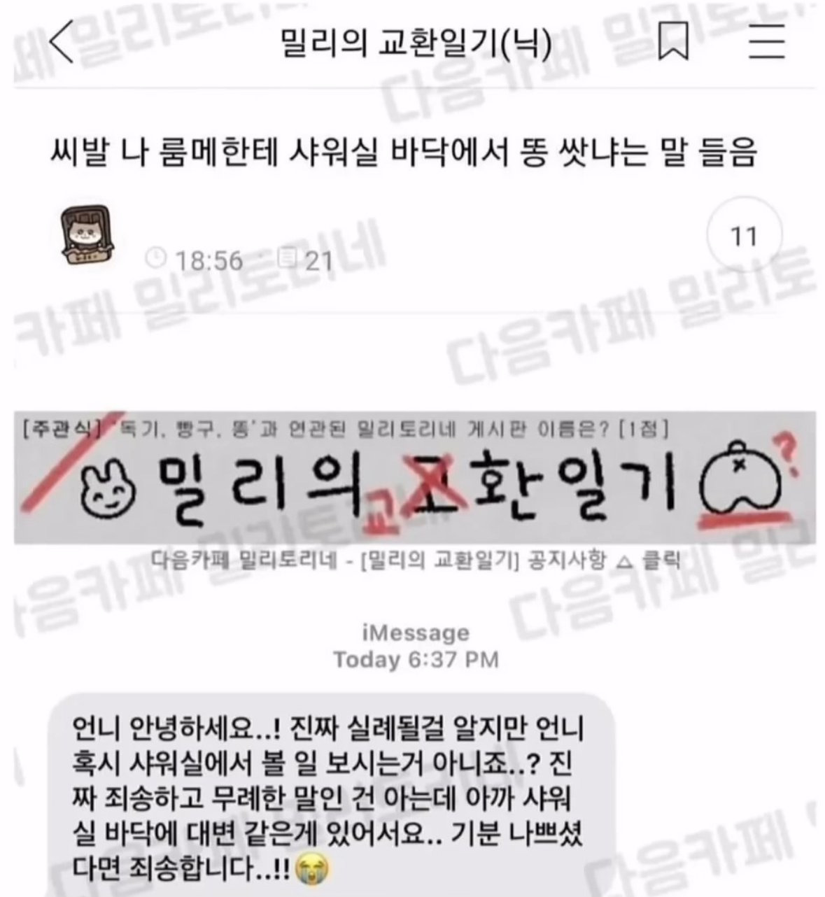 룸메에게 똥 의심당한 여자