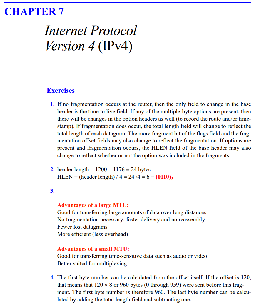 TCP/IP 프로토콜 연습문제 주관식 정답