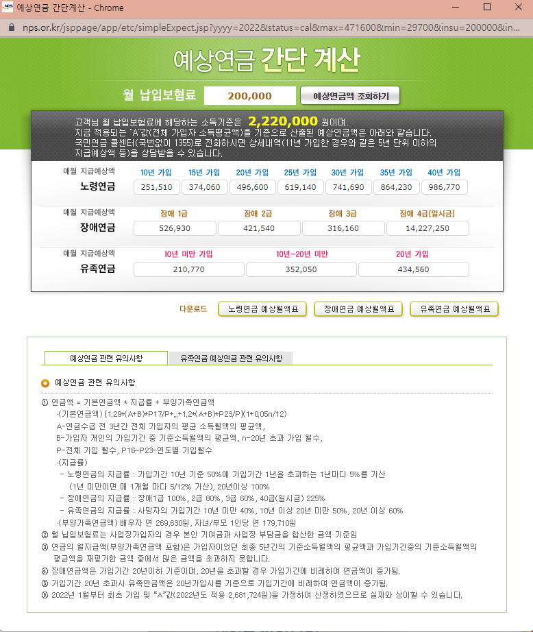 국민연금 예상수령액