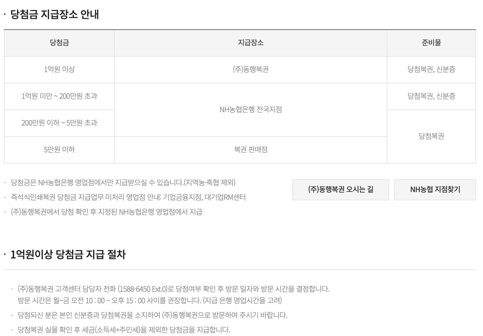 스피또 당첨금 지급안내