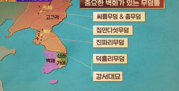 고구려 중요한 벽화가 있는 무덤들 위치