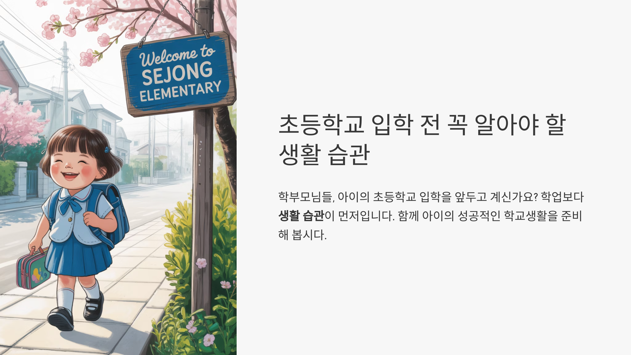 초등학교 입학 전 꼭 알아야 할 생활 습관