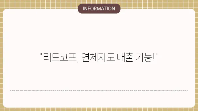 리드코프 연체자 대출 상품