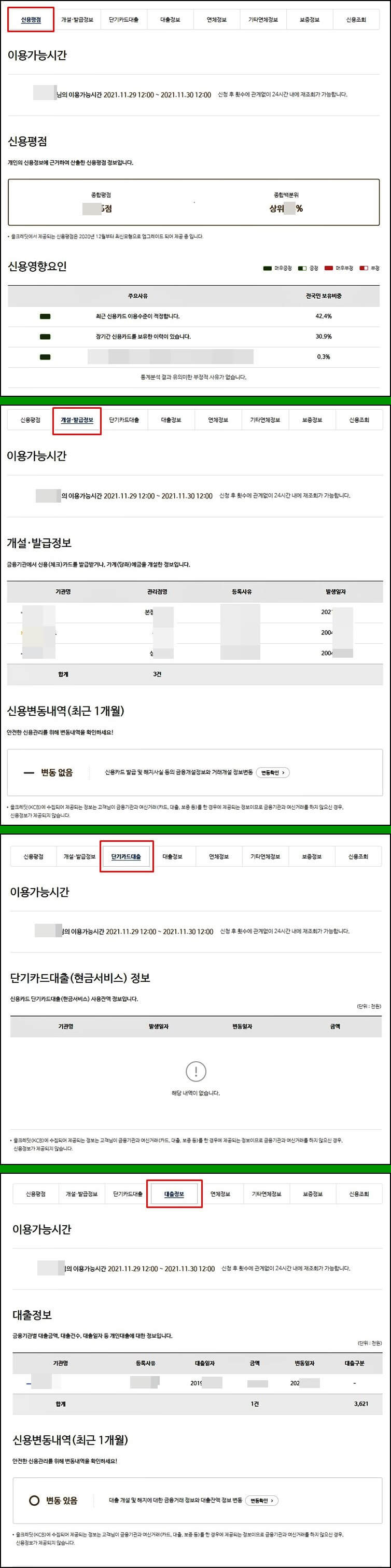 올크레딧-전국민무료신용조회-결과