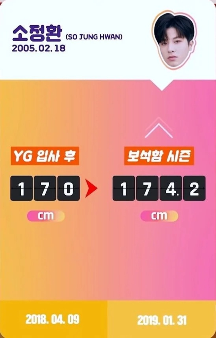  트레저 막내라인의 YG 입사 후 키 변화