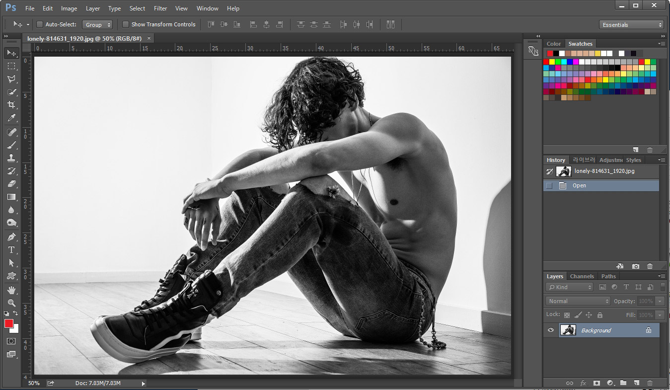 포토샵 흑백 사진 컬러로 바꾸기