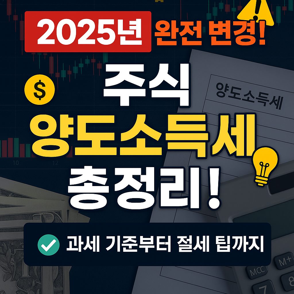&quot;2025년부터 달라지는 주식 양도소득세를 주제로 한 한국어 썸네일 이미지