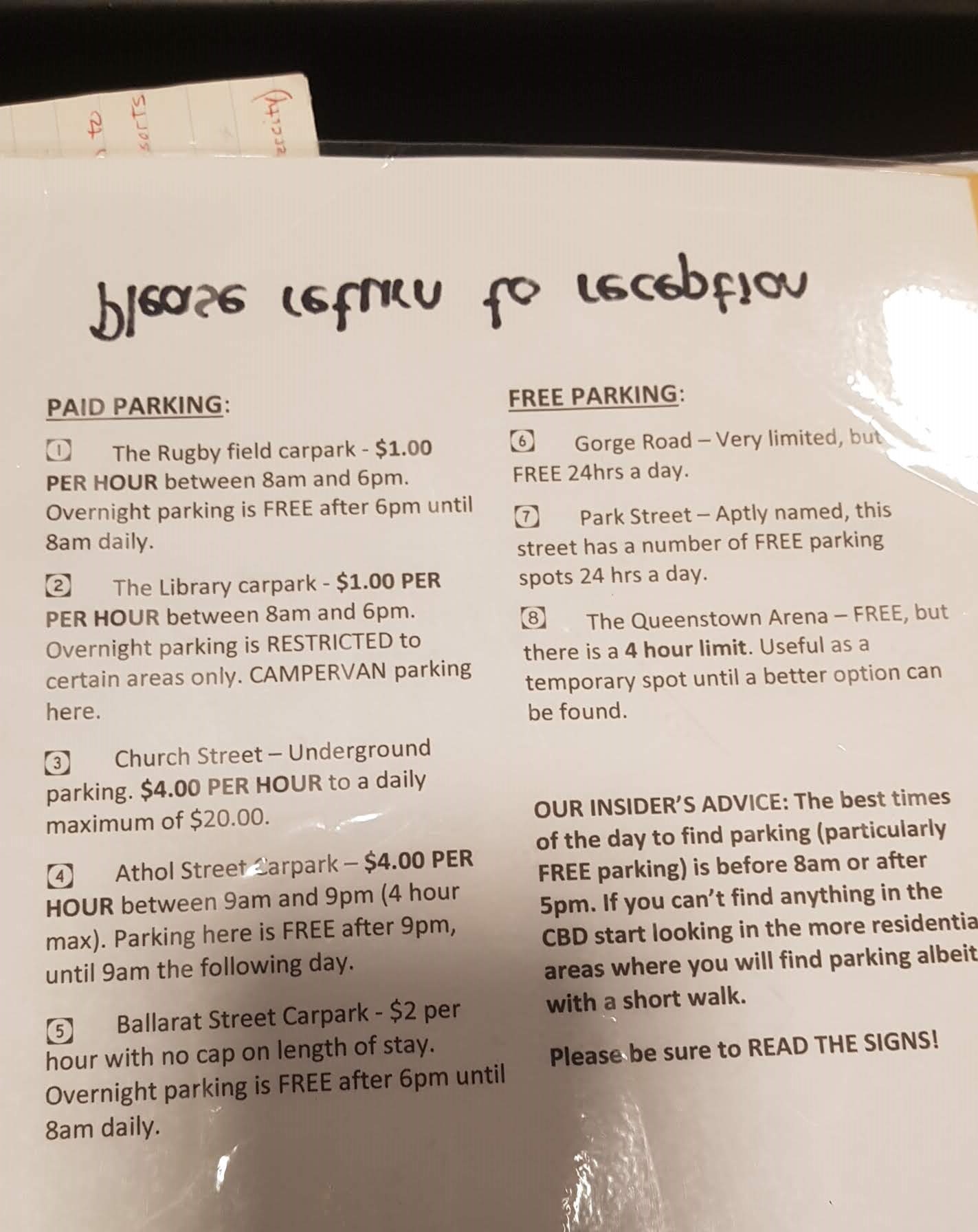  뉴질랜드 퀸스타운 주차 정보