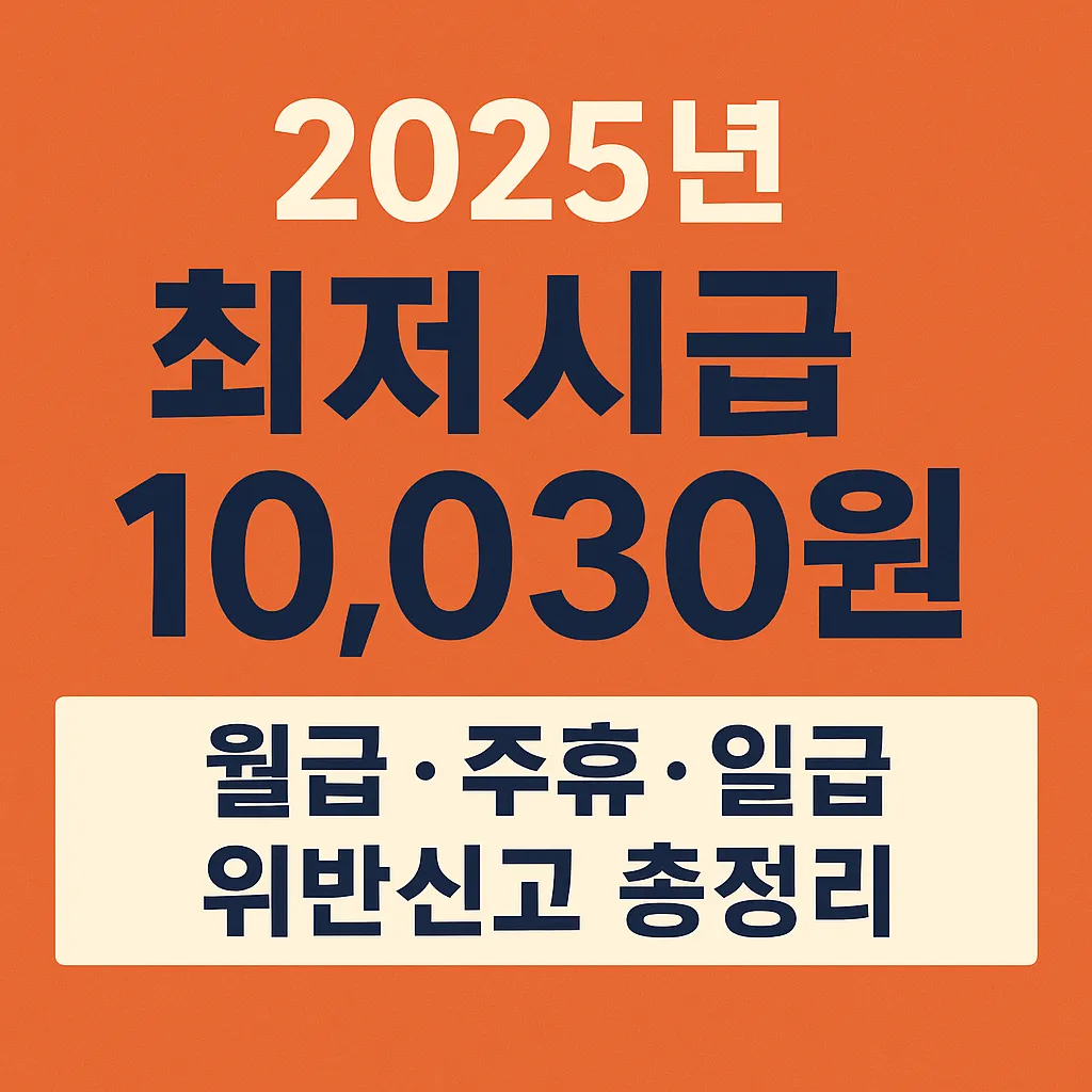 2025년 최저시급 10,030원 완벽 정리 – 월급·주휴·일급·위반신고 총정리