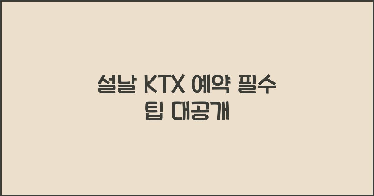 설날 KTX 예약