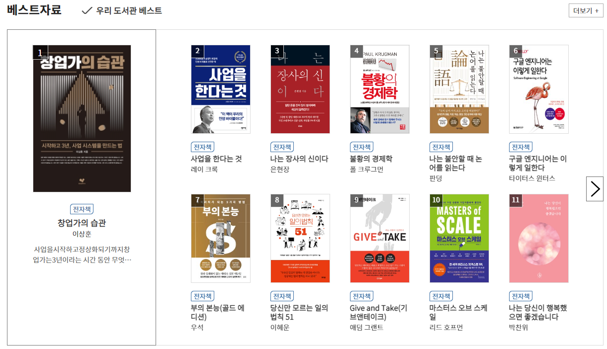 소상공인지식배움터-전자도서관-대여