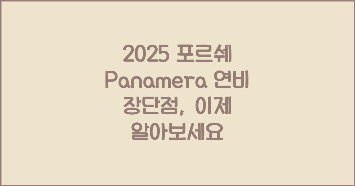 2025 포르쉐 Panamera 연비 장단점