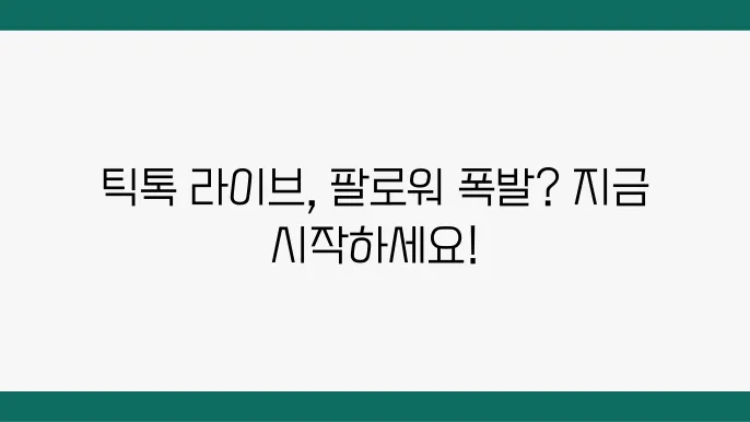 틱톡 라이브 하는 법, 팔로워 늘리기 위한 팁