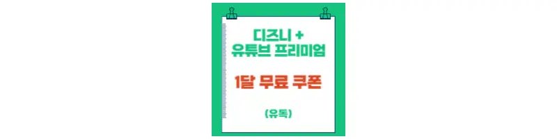  디즈니 플러스 유튜브 프리미엄 한달 무료 쿠폰(Feat.유독)