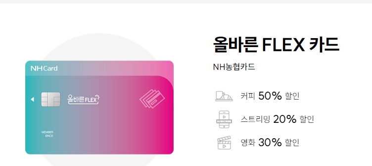  농협카드 올바른 FLEX카드 주요혜택 연회비 유의사항