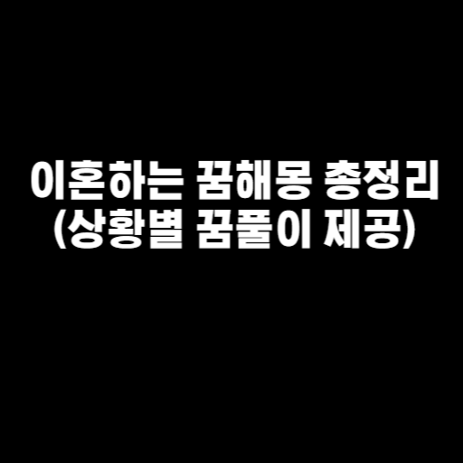 이혼하는 꿈해몽 총정리 (상황별 꿈풀이 제공)