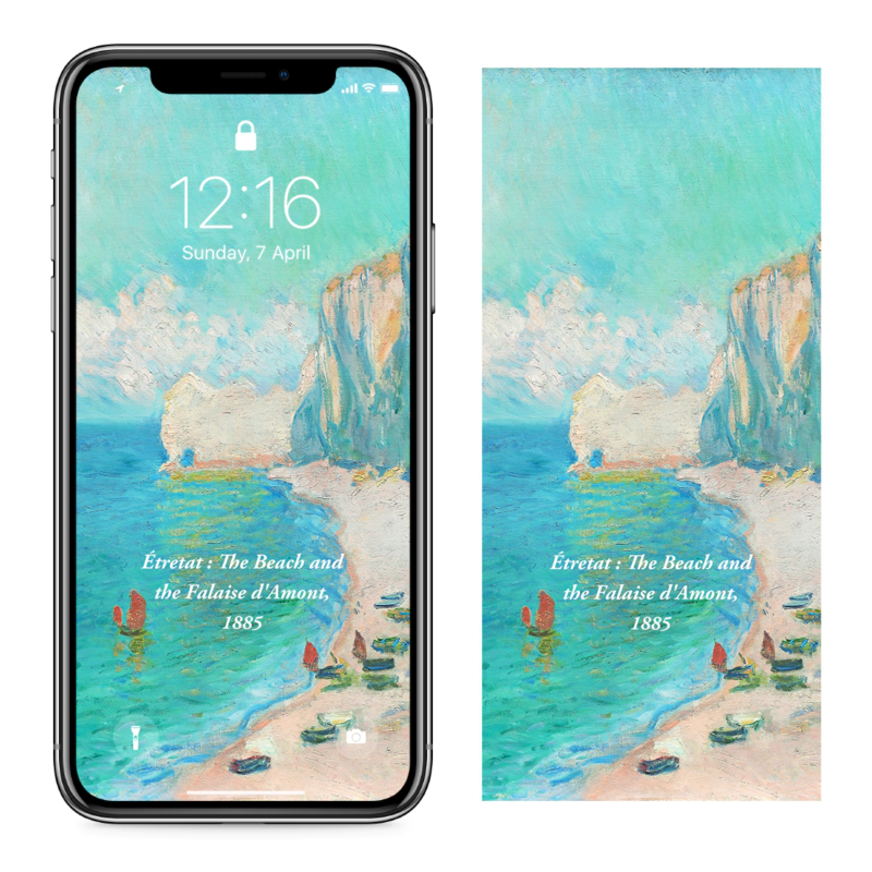 05 에트르타 해변과 팔레스 다몽 C - Claude Monet 아이폰명화배경화면