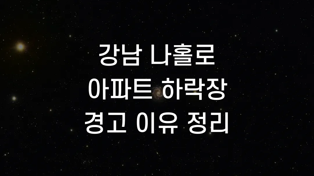 강남 나홀로 아파트 하락장 경고 이유 정리