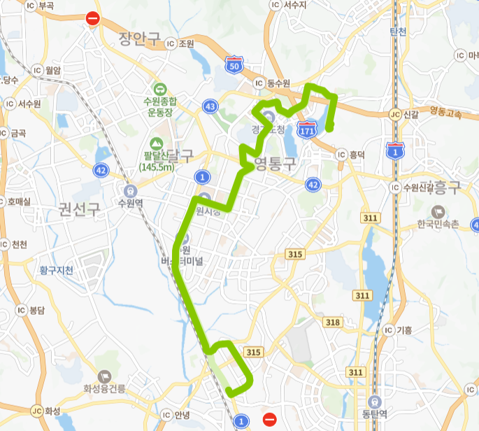 수원-용인-화성-81번-버스-노선-지도