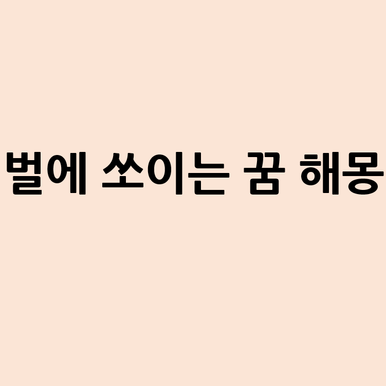 벌에 쏘이는 꿈 해몽 풀이