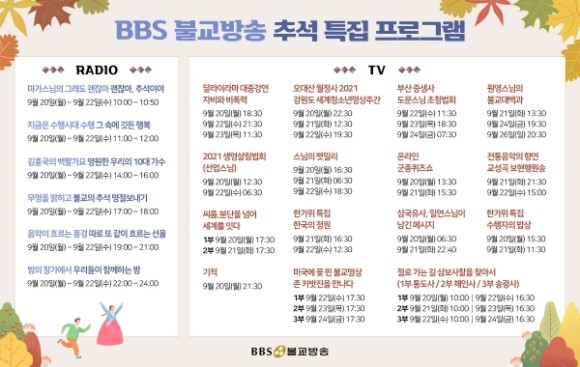 추석 특집 마련 BBS 불교방송 라디오·TV 추석 특집 마련 BBS 불교방송 라디오·TV