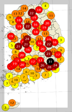2021~2023년 지역별-폭염일수