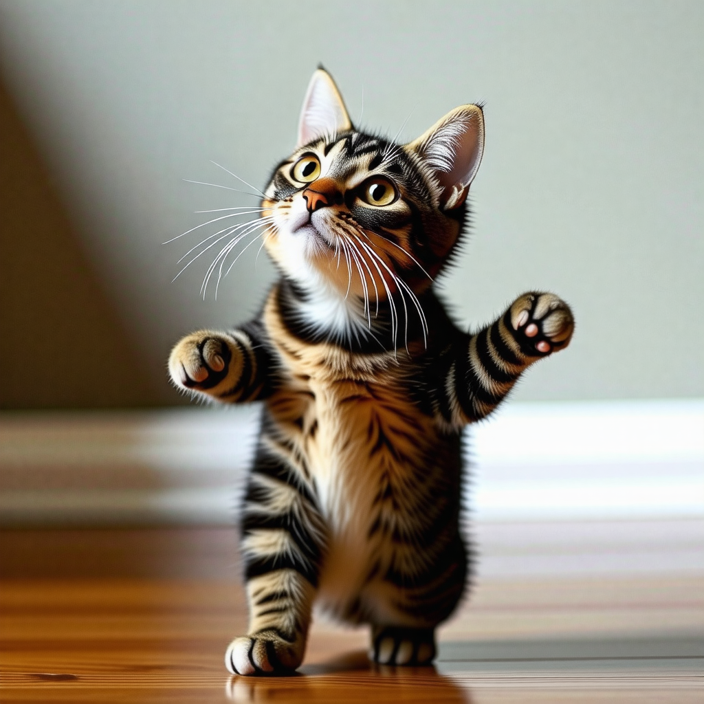 춤추는 귀여운 아기 고양이