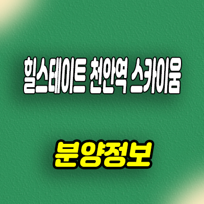  힐스테이트 천안역 스카이움 신규 아파트 성정동 현대건설 브랜드 줍줍 잔여세대 분양가 문의