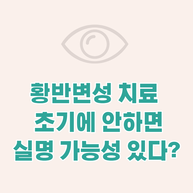 황반변성 치료 초기에 안하면 실명 가능성 있다?