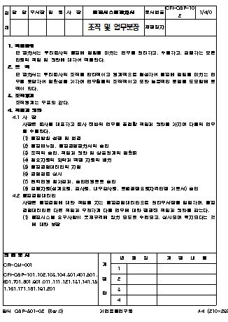 조직 및 업무분장 샘플