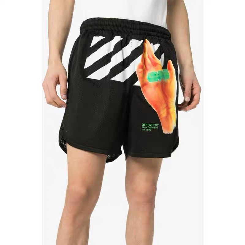  [OFF WHITE] 오프화이트 메시아 핸드 프린트 로고 쇼츠 반바지
