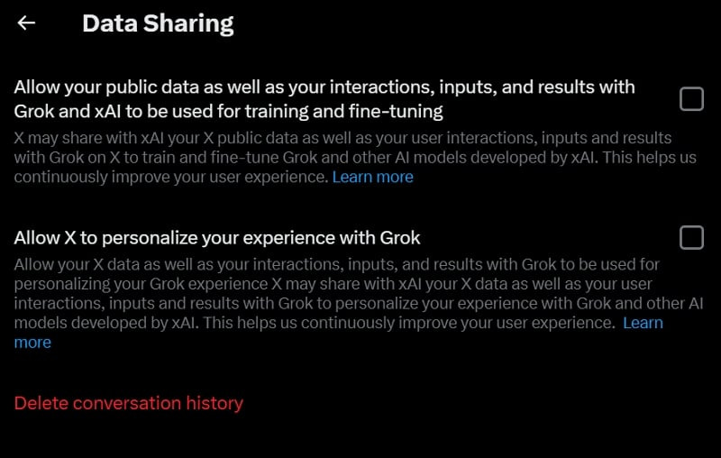X(이전 Twitter)에서 Grok AI를 비활성화