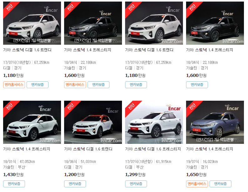 스토닉(17년~23년식) 중고차 가격