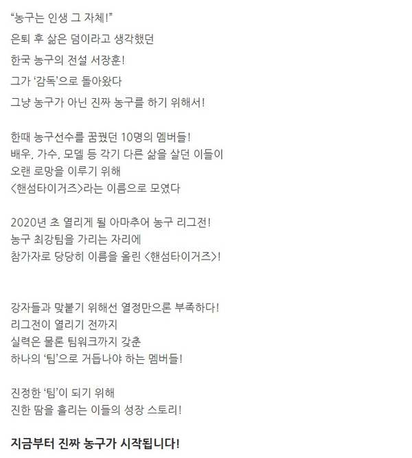 농구, 핸섬 타이거즈가 막을 내린다. SBS 예능은 정말... 2