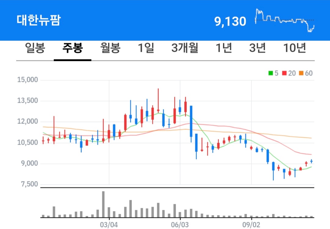 대한뉴팜 주식 차트