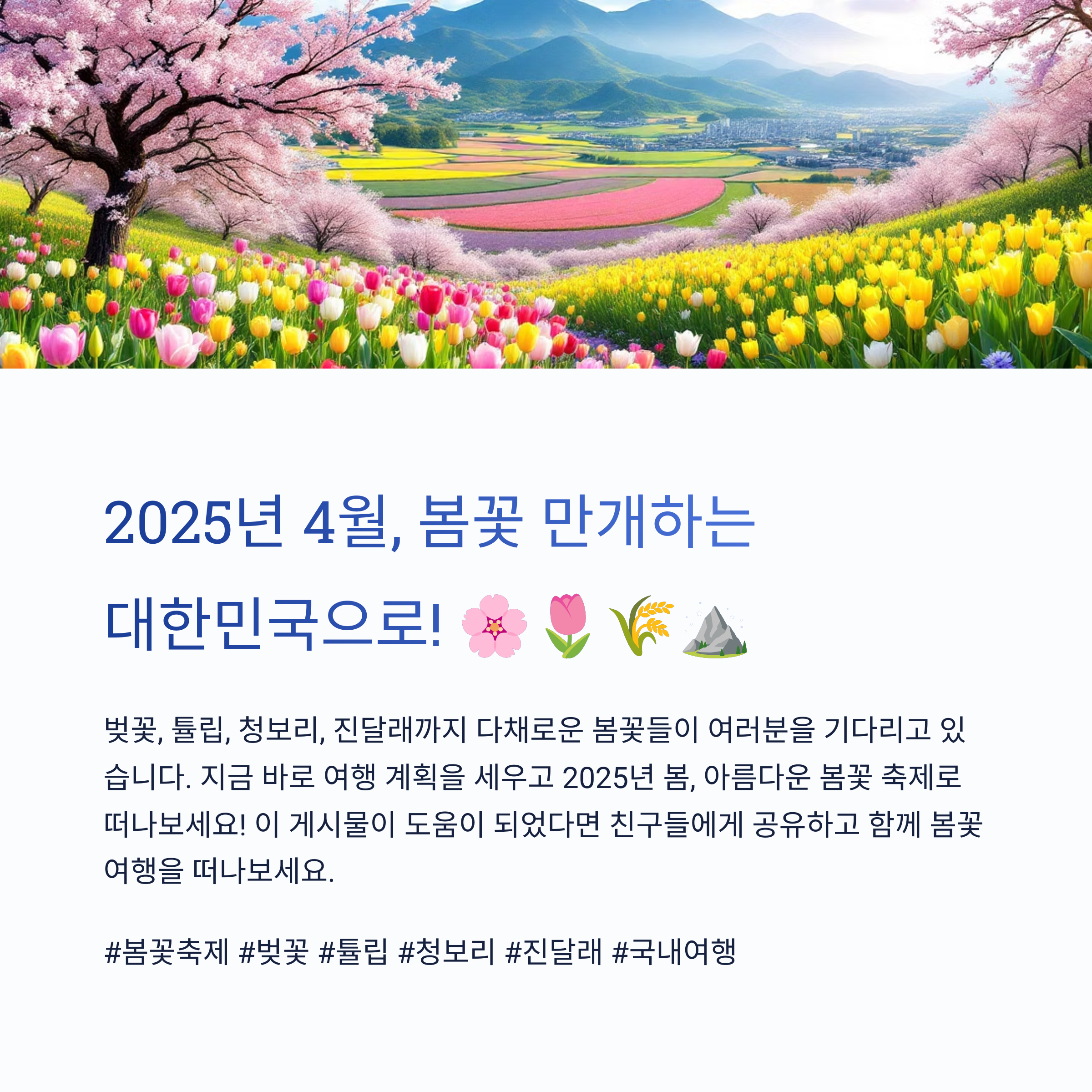 2025년 4월에 가볼 만한 봄꽃 축제 일정 안내