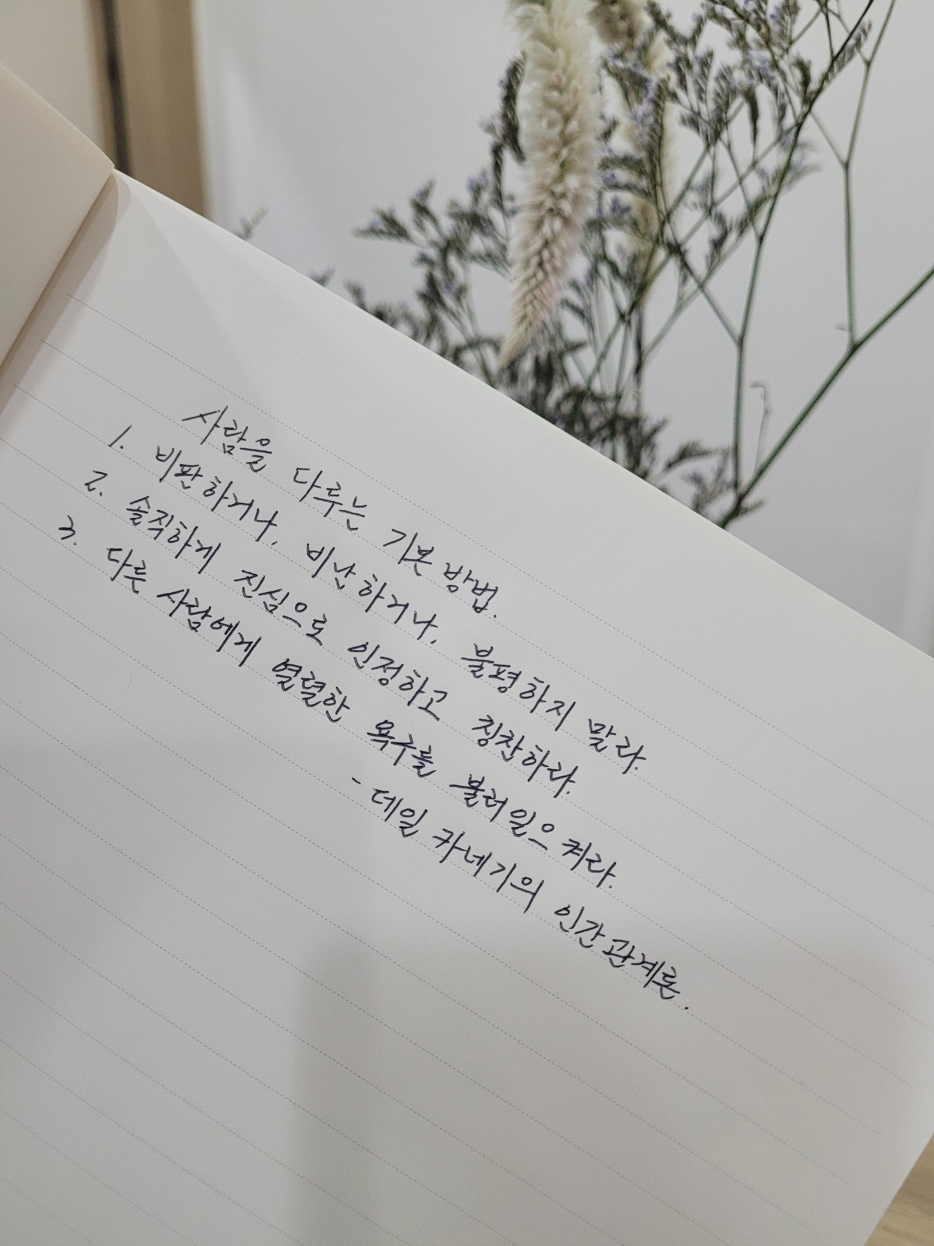  [손글씨로 보는 시선]"사람들을 얻고 영향을 미치는 법"-데일 카네기 : 인간관계의 본질을 꿰뚫다.