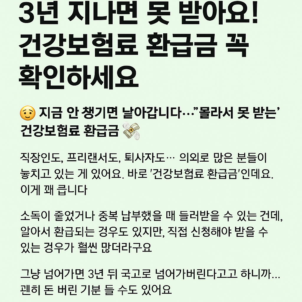 3년 지나면 못 받아요! 건강보험료 환급금 꼭 확인하세요