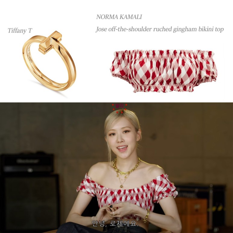  블랙핑크 로제  앨범 홍보 영상 속 패션 탑, 반지