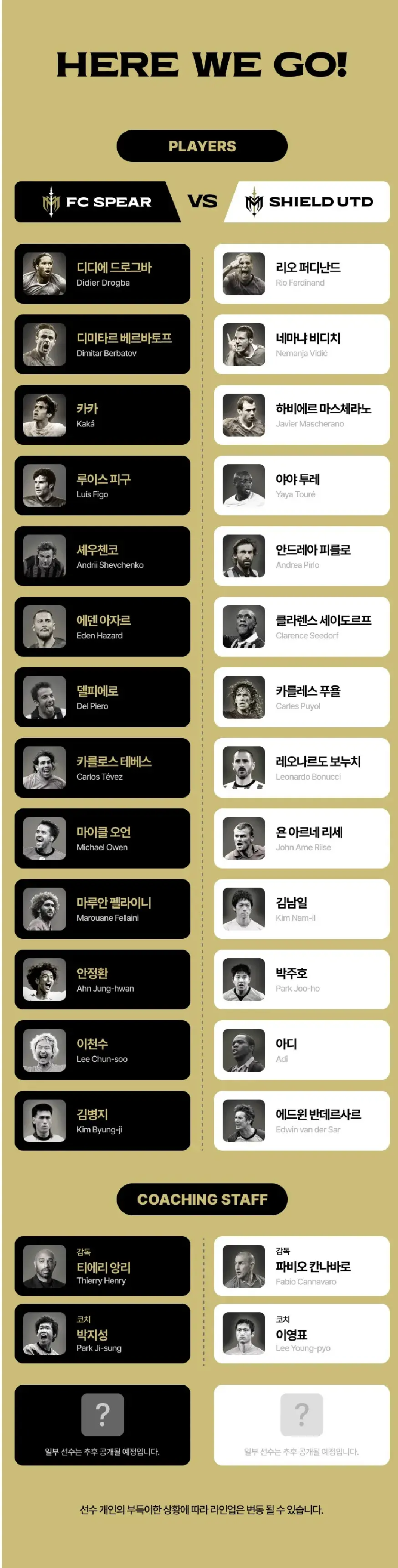참가 선수 명단