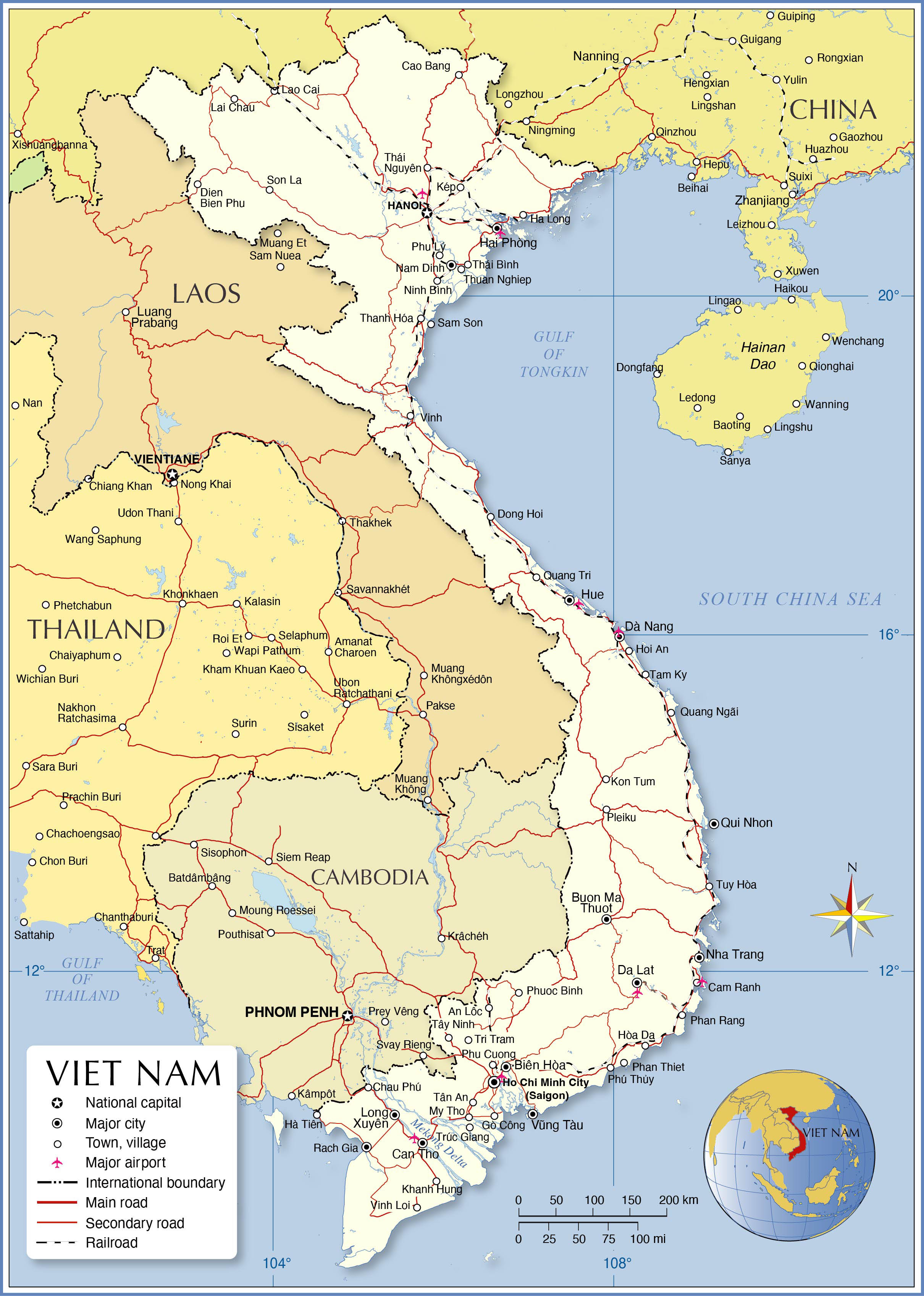 베트남 지도 크게 보기