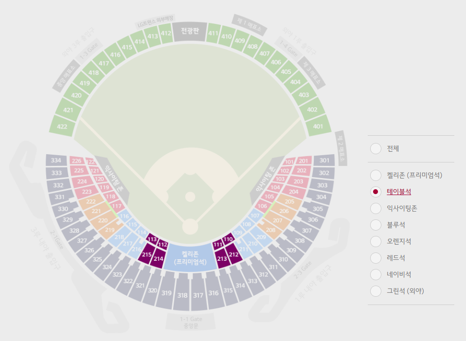 잠실야구장 좌석추천 테이블석